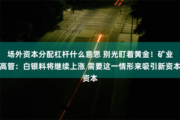 场外资本分配杠杆什么意思 别光盯着黄金！矿业高管：白银料将继续上涨 需要这一情形来吸引新资本