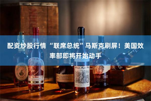 配资炒股行情 “联席总统”马斯克刷屏！美国效率部即将开始动手